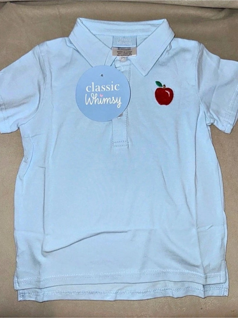 Classic Whimsy Kids Blue Apple Polo